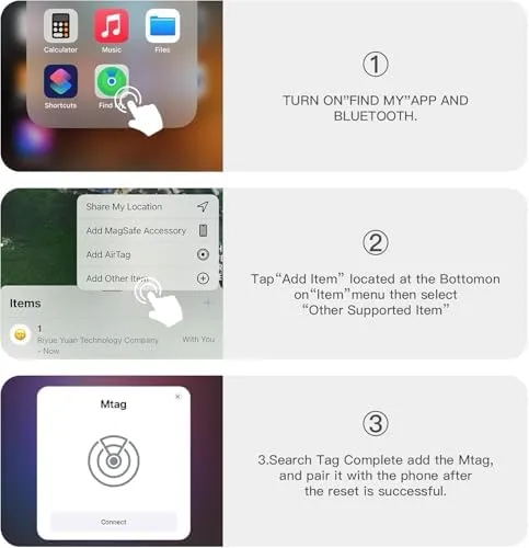 Mini Car GPS Tracking Device for Cars, Vehicles etc, Work with Find My (iOS Only), Hidden Car Tracker with Magnetic Waterproof Case, No Monthly Fee (1PCS, Black)
