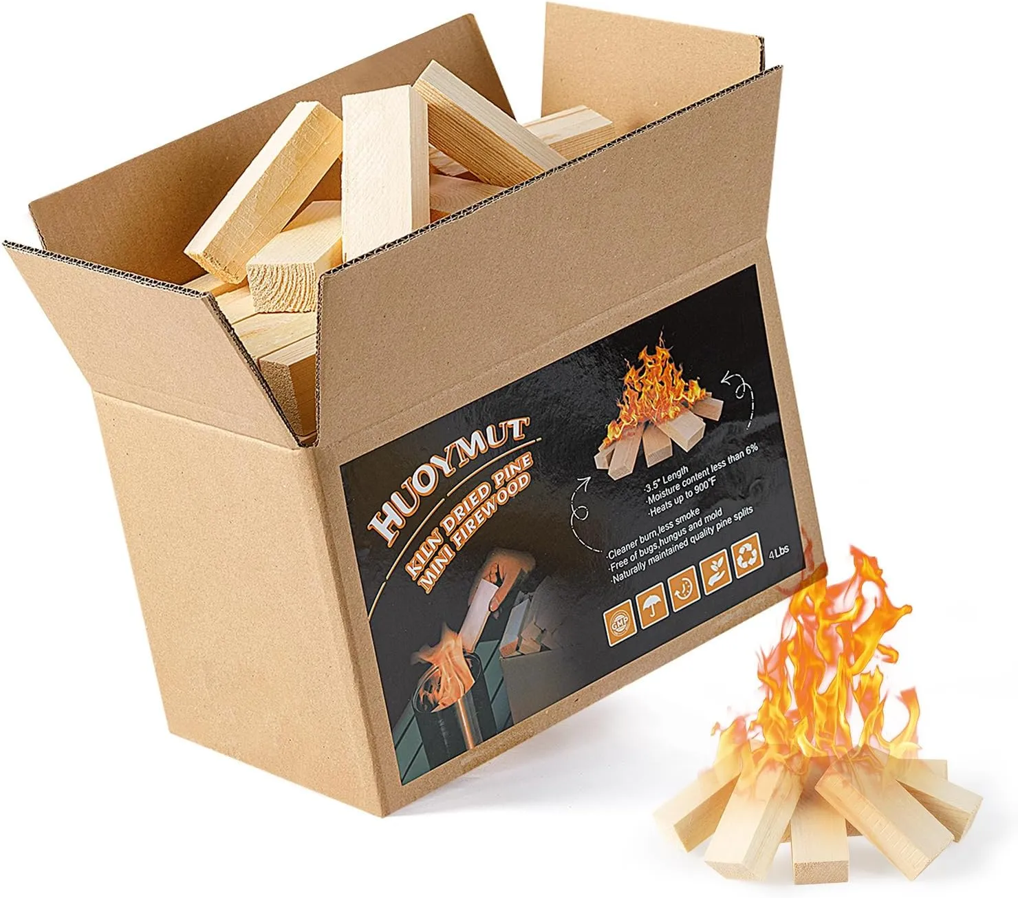 Mini Fire Stick Wood with 12pcs Fire Starters,3.5" Lengths Kiln Dried Pine Small Firewood,Waterproof Charcoal Starters,Solo Stove Accessories for Tabletop Fire Pit,Solo Stove Mesa,7.5Lbs