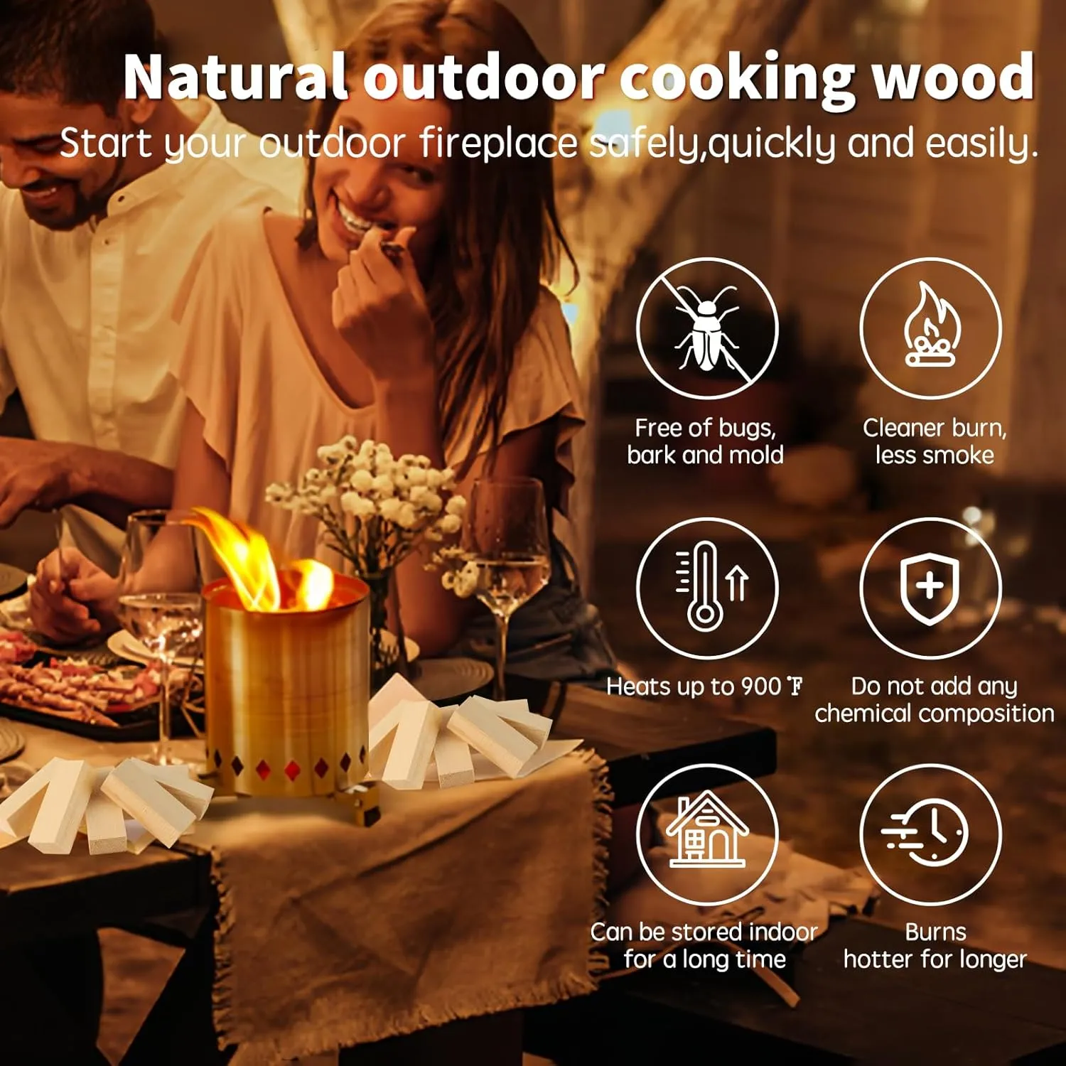 Mini Fire Stick Wood with 12pcs Fire Starters,3.5" Lengths Kiln Dried Pine Small Firewood,Waterproof Charcoal Starters,Solo Stove Accessories for Tabletop Fire Pit,Solo Stove Mesa,7.5Lbs