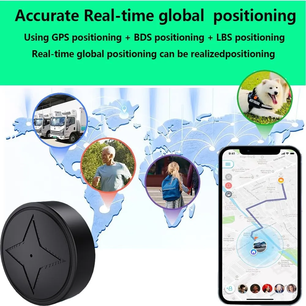 Mini GPS Tracker for Vehicles:Tracker Device for Vehicles No Subscription No Monthly Fee GPS Tracker for Car Kids Dogs Trucks Magnetic GPS Tracking Device Portable Real-Time Tracking (PG12)