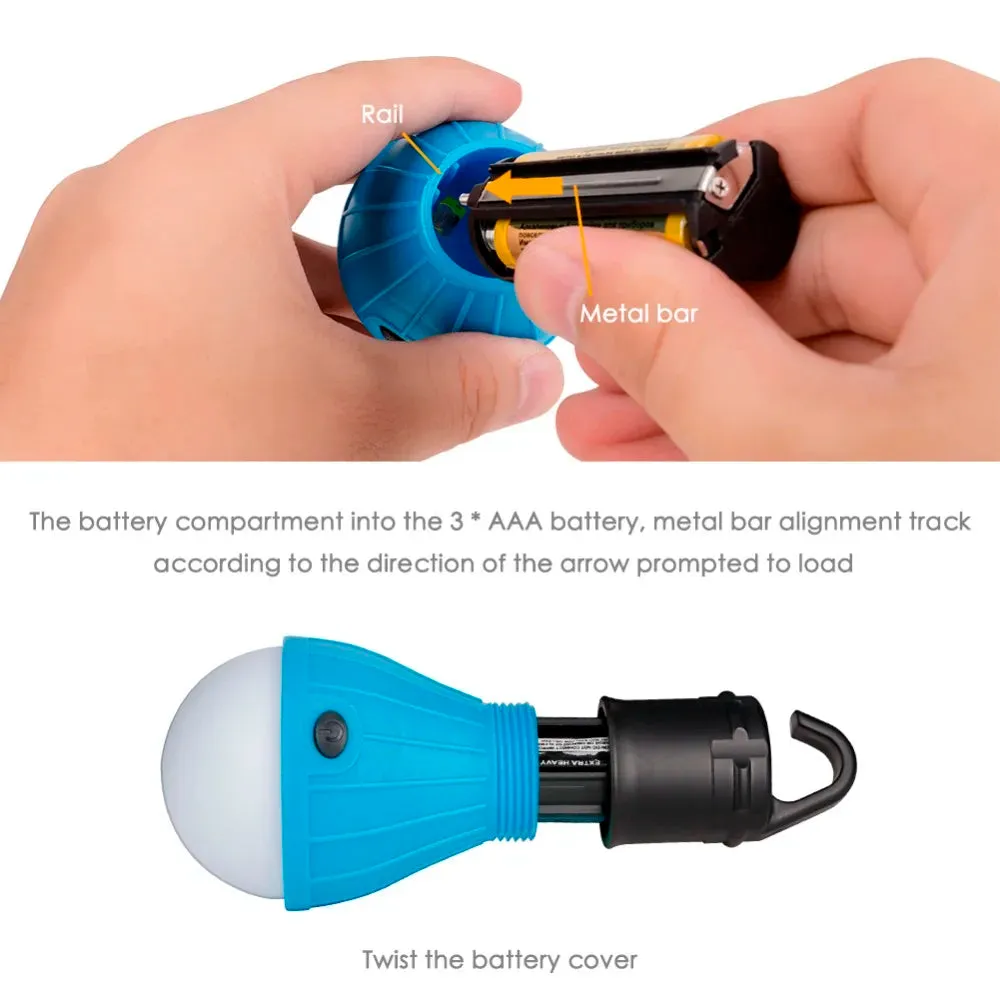 Mini Portable Lighting Lantern Tent Light LED Bulb Emergency Lamp Waterproof Hanging Hook Flashlight Camping Light Use 3*AAA