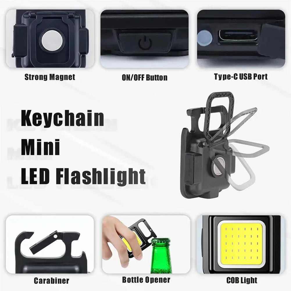 Mini USB Rechargeable LED Flashlight - Portable Work Light for Outdoor Camping