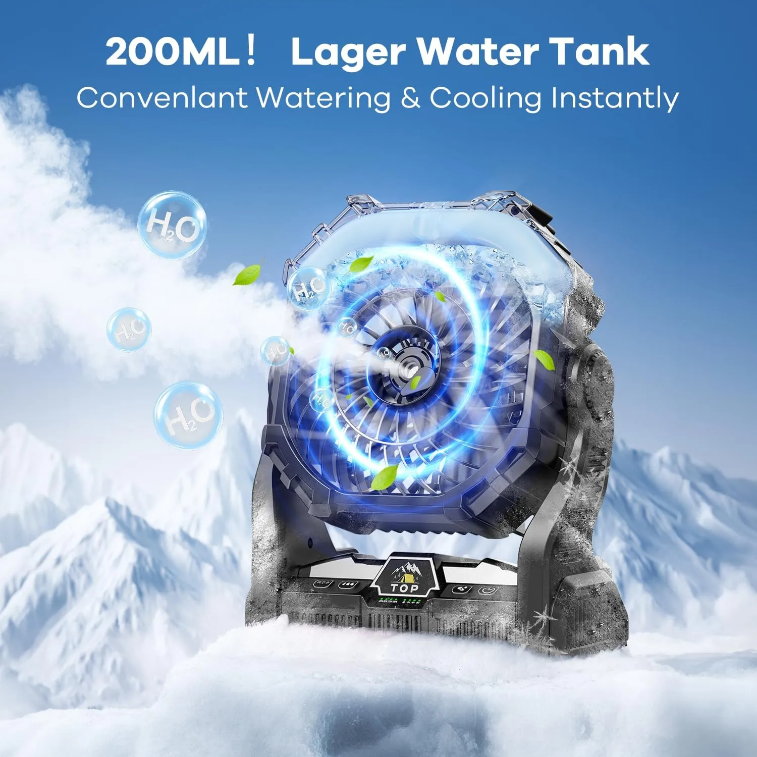 Misting Fan Portable with RGB Lantern, 20000 mAh Rechargeable Camping Mist Fan with Emergency Hurricane Supplies, Perfect Cooling Mister for Outdoor Travel