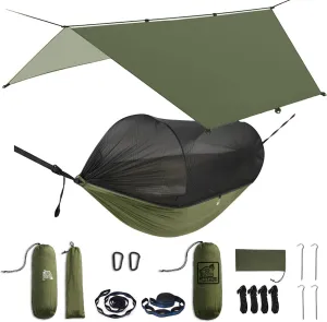Miztli Camping Hammock -Portable Hammock w/Spacious Net & Tree Straps w/Adjutable Loops,Double and Single Hammock for Outdoor, Hiking, and Travel