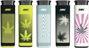 MK Wind Proof Jet Flame Lighters, 5PCS Striking Design, Ideal as Lighters for Candle, Camping, Outdoor use, Butane Refillable Lighter (Leaf-5PC)