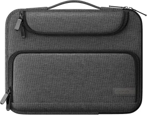 MoKo 9-11 Inch Tablet Sleeve Bag, Fits iPad Air 5/4th 10.9, iPad Pro 11 Inch, iPad 9/8th 10.2, iPad 10th 10.9, Tab S8/S9 11",Waterproof Polyester Bag with Double Pockets,Retractable Handle, Black&Gray