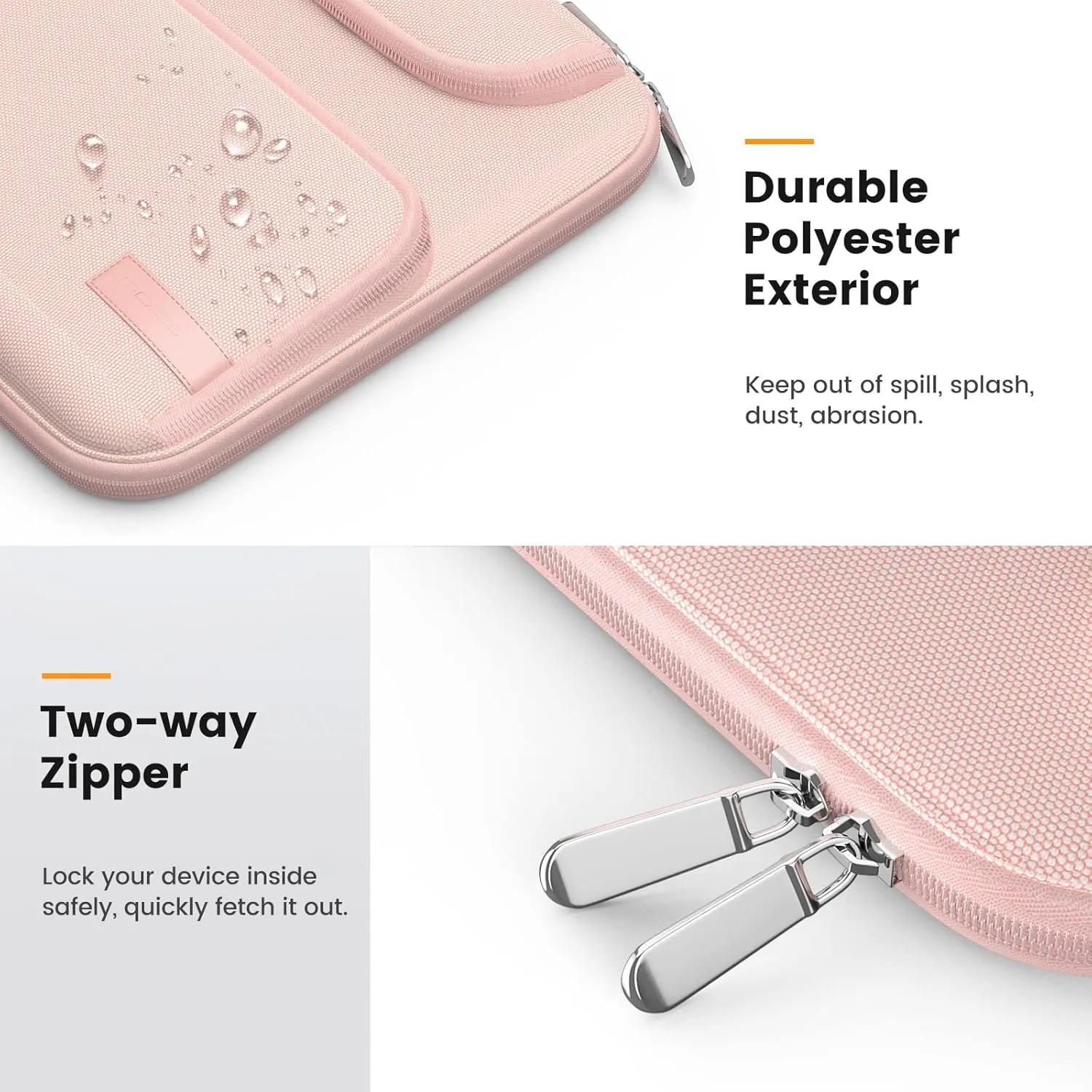 MoKo 9-11 Inch Tablet Sleeve Bag, Pink - iPad Air 5/4, iPad Pro 11, Tab S8/S9 11 - Waterproof Polyester, Double Pocket, Retractable Handle