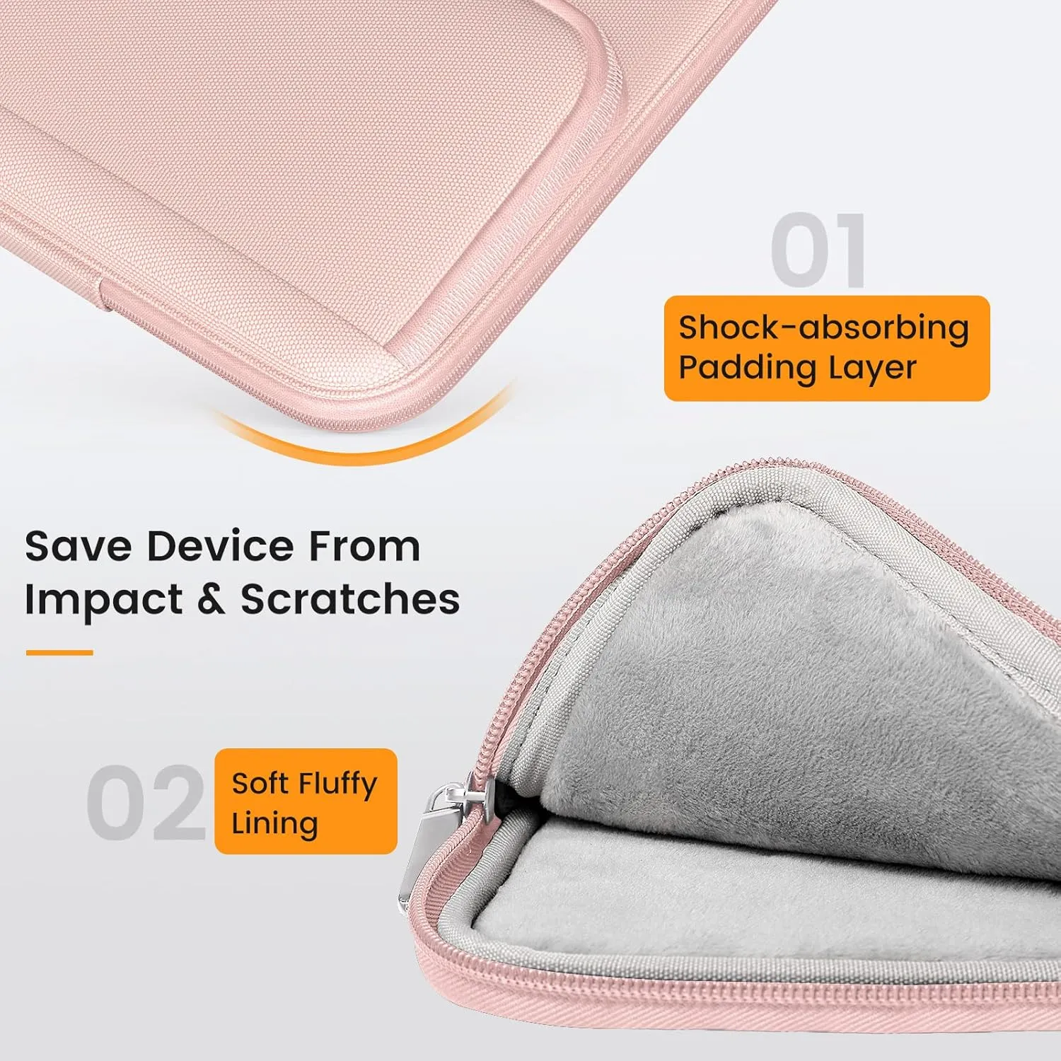 MoKo 9-11 Inch Tablet Sleeve Bag, Pink - iPad Air 5/4, iPad Pro 11, Tab S8/S9 11 - Waterproof Polyester, Double Pocket, Retractable Handle