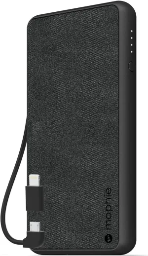 mophie powerstation Plus (6,000mAh) - Built in Micro USB and Lightning Cables - Black (401101662)