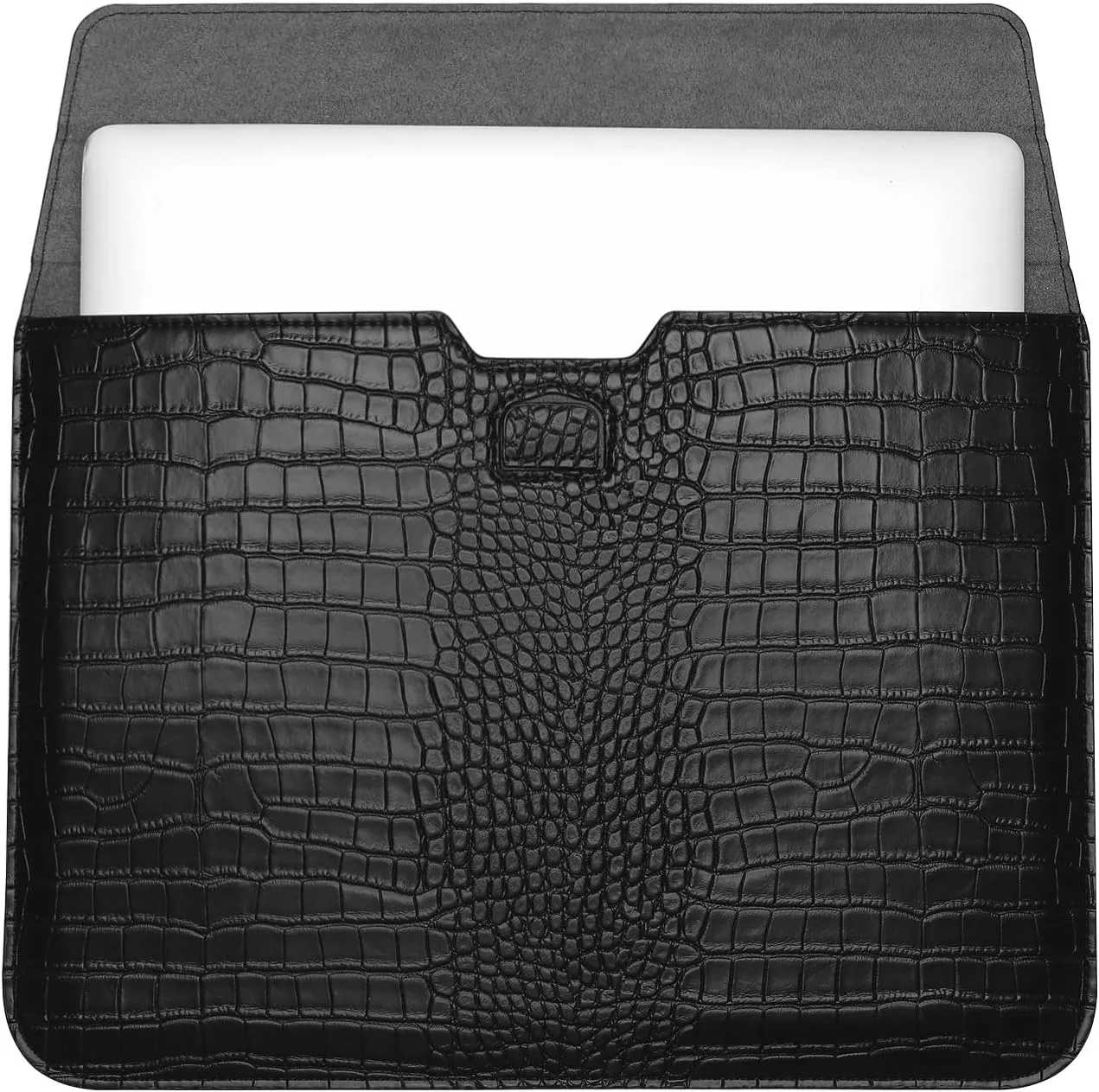 MOSISO Laptop Case 13.3 inch, 13-13.3 inch Laptop Sleeve Compatible with MacBook Air/Pro 13 / Pro 14, HP Dell ASUS Lenovo Notebook, Crocodile Grain PU Leather Flap Case Bag, Black