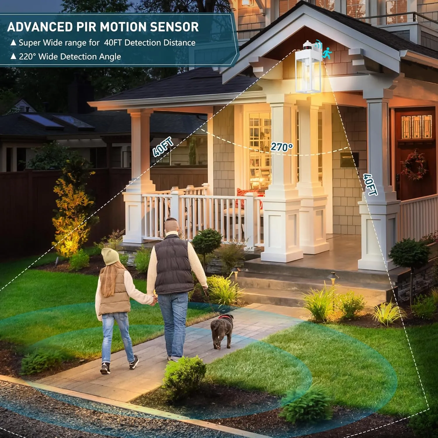 Motion Sensor Outdoor Wall Lanterns, 2-Pack Dusk to Dawn Sconce,3 Lighting Modes Porch Lights, Outside Wall Lights for House Garage Patio