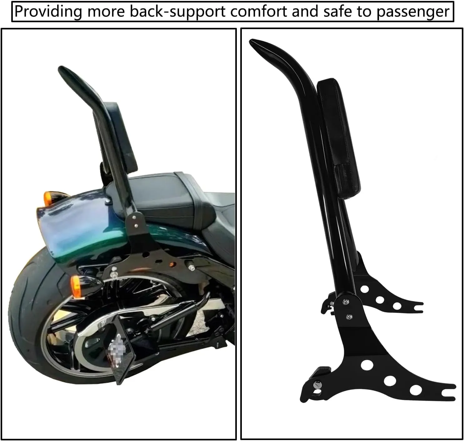 Motorcycle Detachable fatboy Backrest Sissy Bar Passenger Back Rest Pad Fit for Harley Fat Boy FLFB 2018-2023, Breakout FXBR FXSB 13-23 (26" Height, Black)