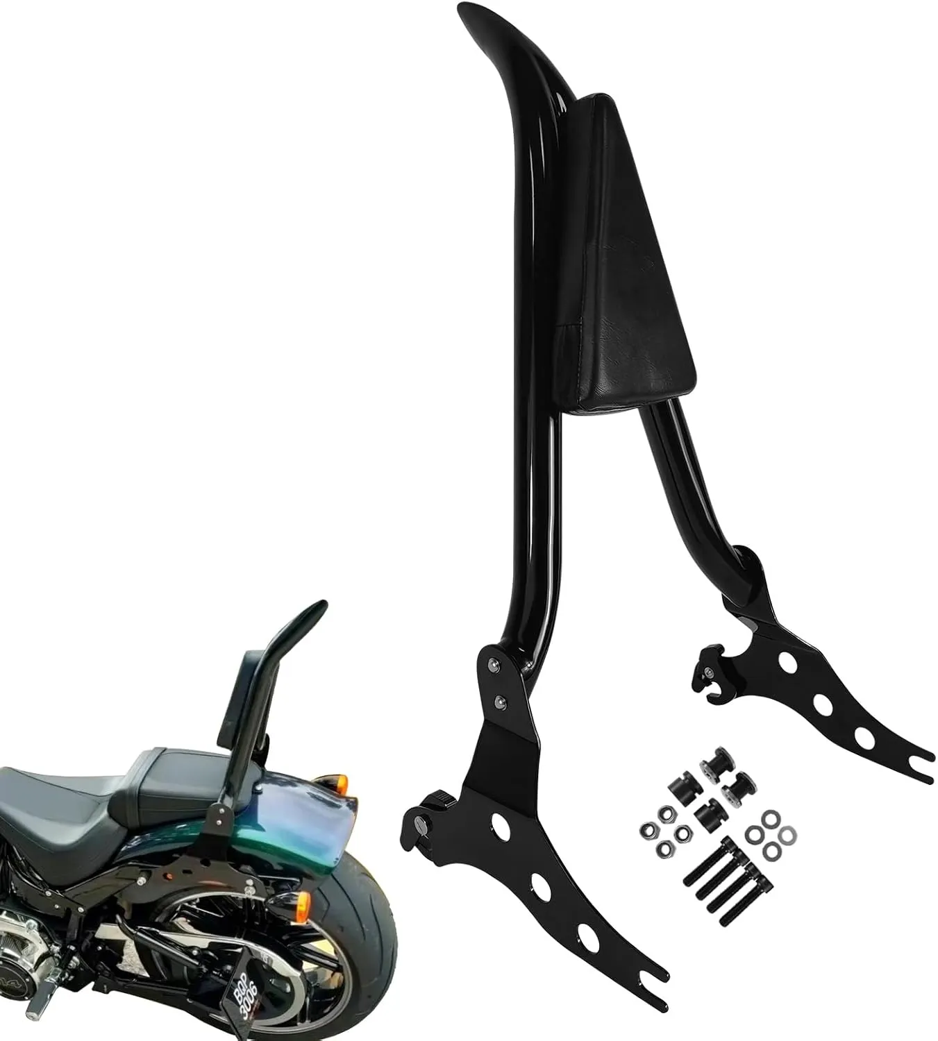 Motorcycle Detachable fatboy Backrest Sissy Bar Passenger Back Rest Pad Fit for Harley Fat Boy FLFB 2018-2023, Breakout FXBR FXSB 13-23 (26" Height, Black)
