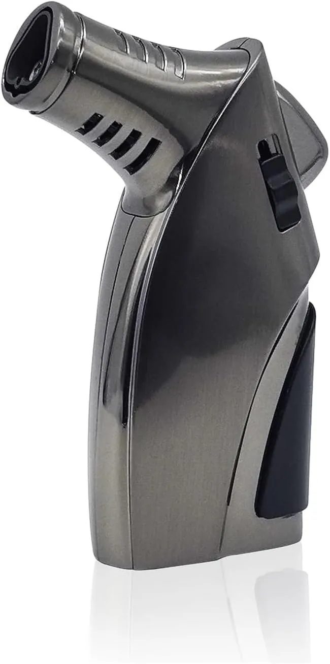 Multifunctional Torch Lighter, Three Flame Butane Lighter with Punch Hole and Safety Lock (Butane Gas Not Included) (Rose Gold)(Black)
