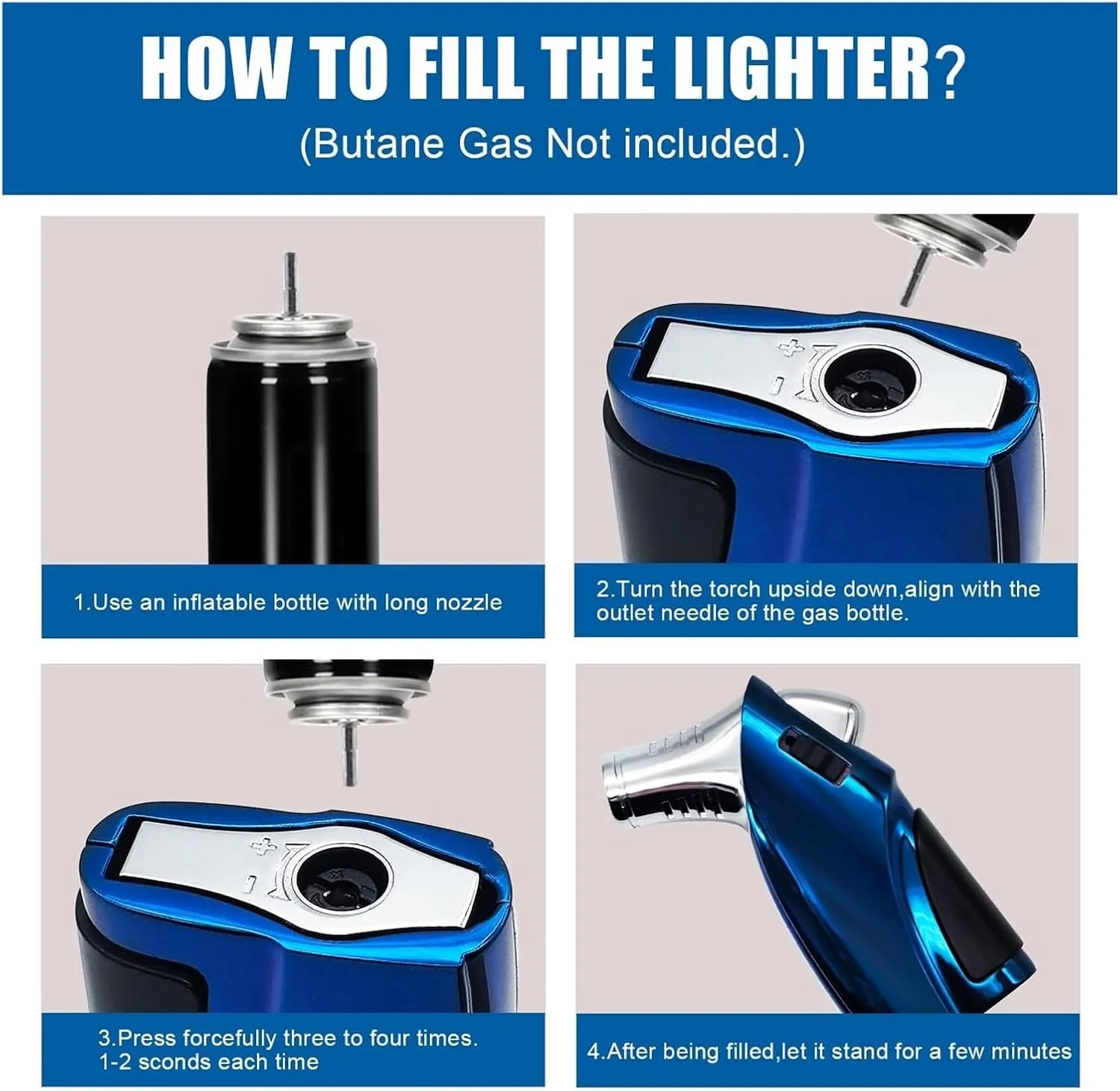 Multifunctional Torch Lighter, Three Flame Butane Lighter with Punch Hole and Safety Lock (Butane Gas Not Included) (Rose Gold)(Black)