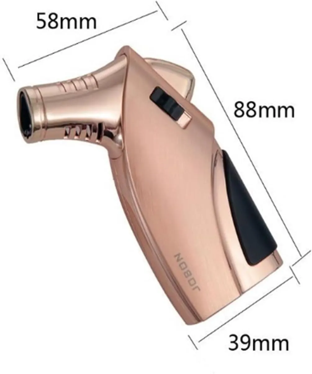 Multifunctional Torch Lighter, Three Flame Butane Lighter with Punch Hole and Safety Lock (Butane Gas Not Included) (Rose Gold)(Black)