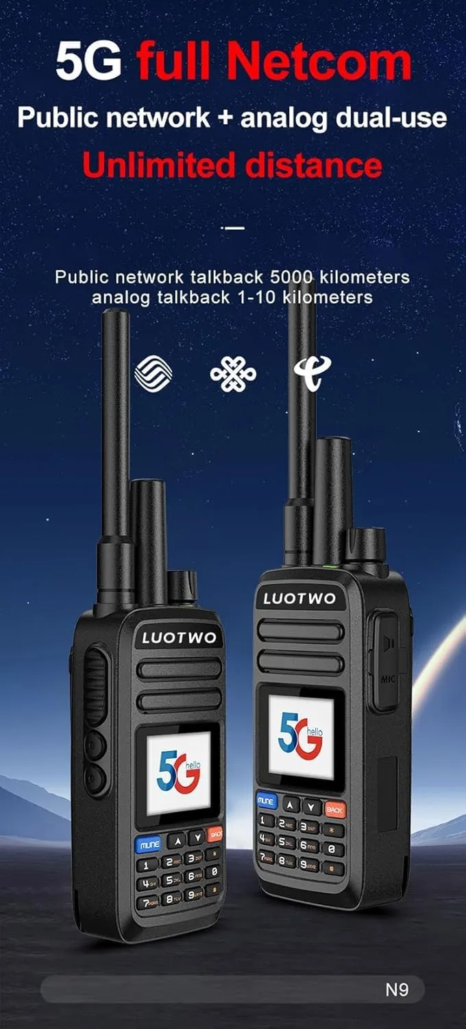 N9 National Intercom Walkie Talkie Support WiFi Bluetooth Long Range Radio IP67 Waterproof Type-C Rechargeable Handheld GPS Transceiver