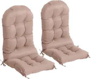 nalone 2 Pack Adirondack Cushion Rocking Chair Cushions High Back Adirondack Chair Cushion with Ties Patio Cushions for Outdoor Furniture (2 Pack, Beige)