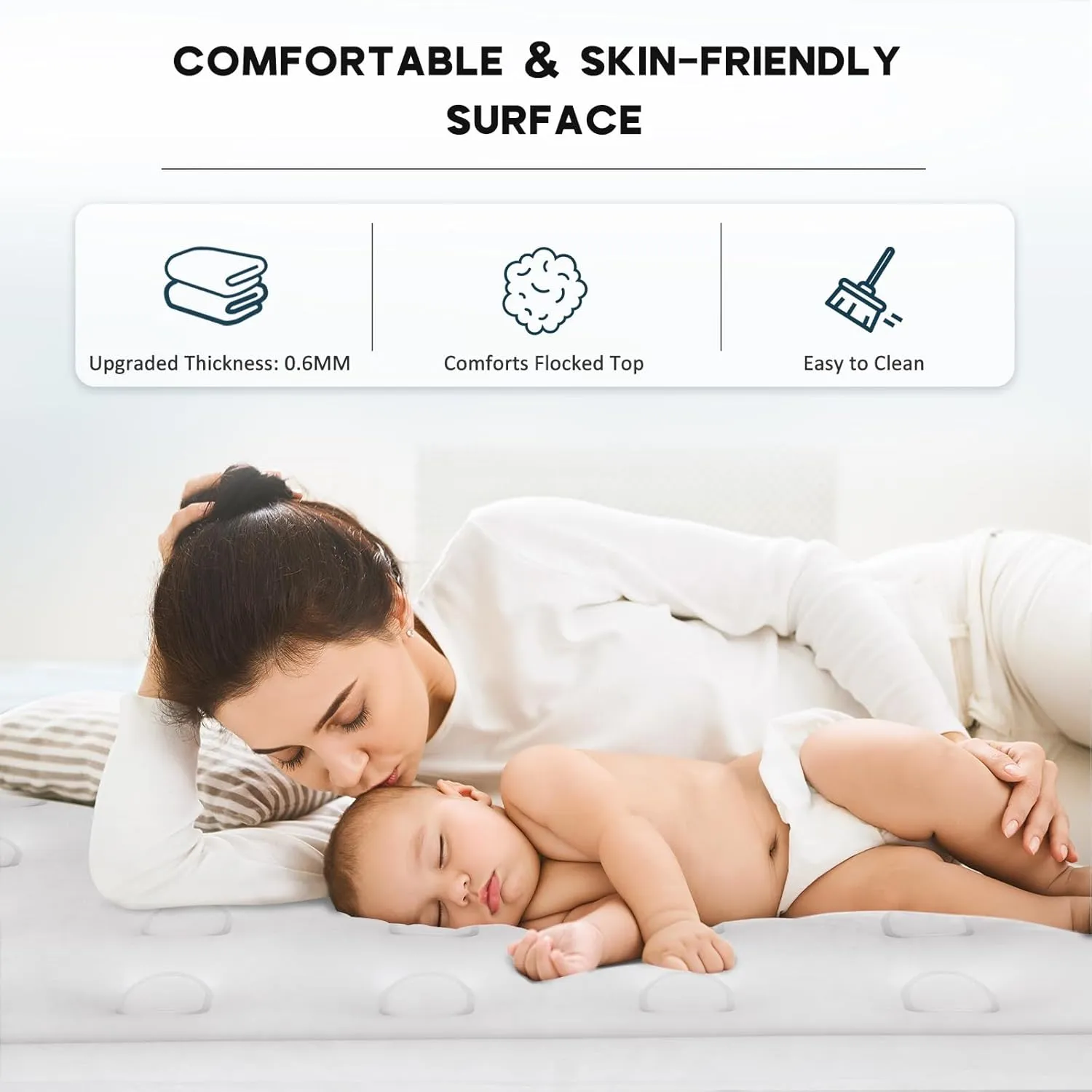 nalone Air Mattress Queen with Built in Pump, 18'' Raise Luxury Inflatable Mattress, 2025 Upgraded Fast Blow Up Mattress with Carry Bag, Portable Air Bed for Home, Travel & Camping, 690lbs Max