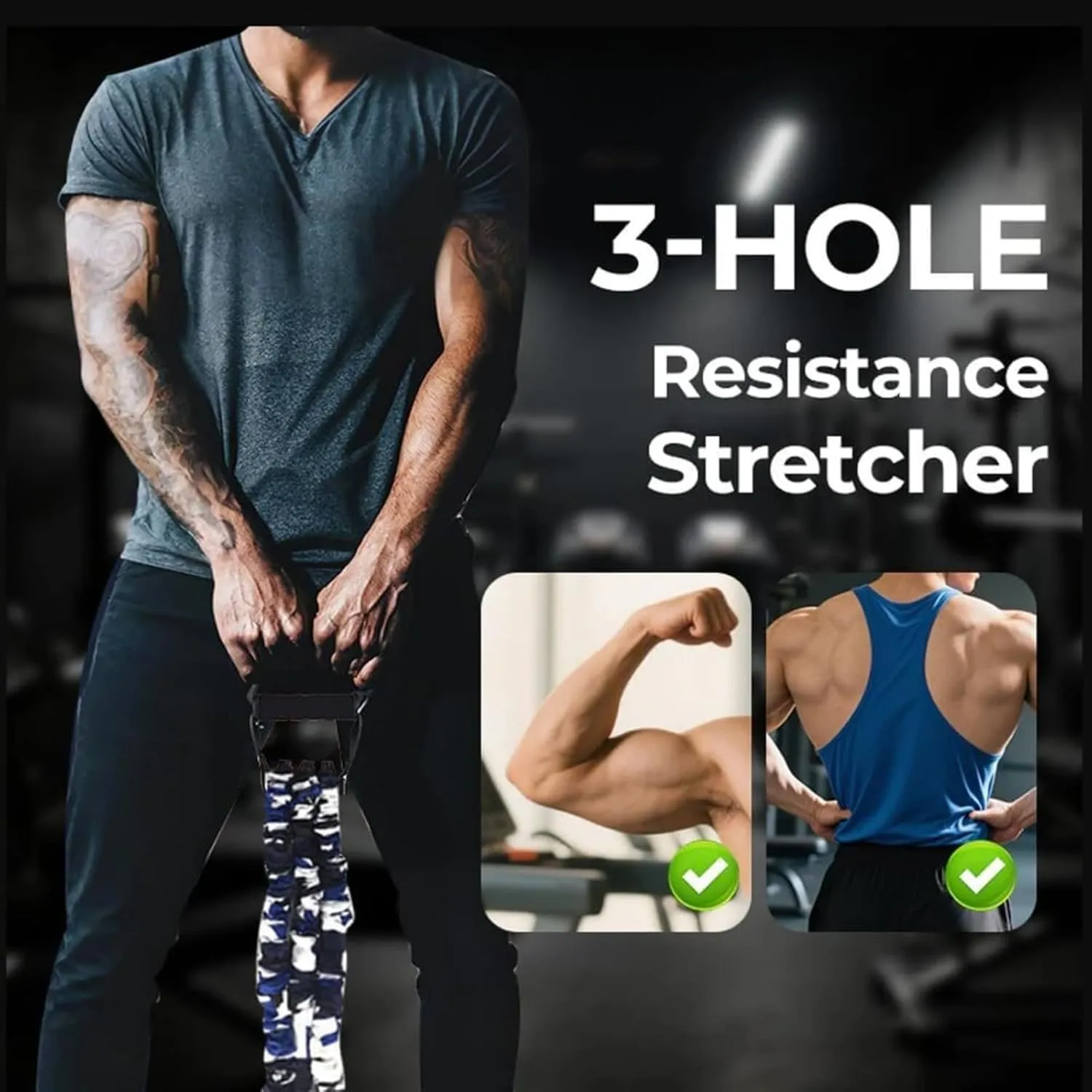 Natural Latex 3-Hole Resistance Stretcher, Fitness Resistance Bands Pedal Ankle Puller, AB Training Auxiliary Device, Suitable for Fitness, Body Shaping, Strength Training