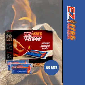 Naturally Occurring, Reliable, All Purpose, Easy-to-Use Fire Starter for Wood Stoves, Fireplaces, Campfires, and Bonfire – Waterproof, Windproof, Safe, Clean, Odorless | 100 Pack