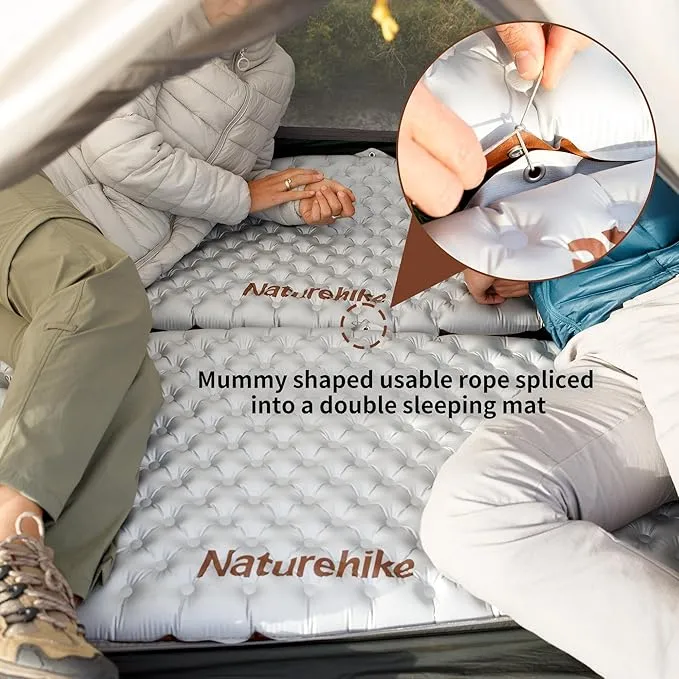 Naturehike 1.65LB Ultralight Self Inflating Sleeping Pad, Patchworkable Sleeping Mat with 5.8 R-Value for Camping, Hiking, Climbing with Inflatable Bag, Grey Rectangular