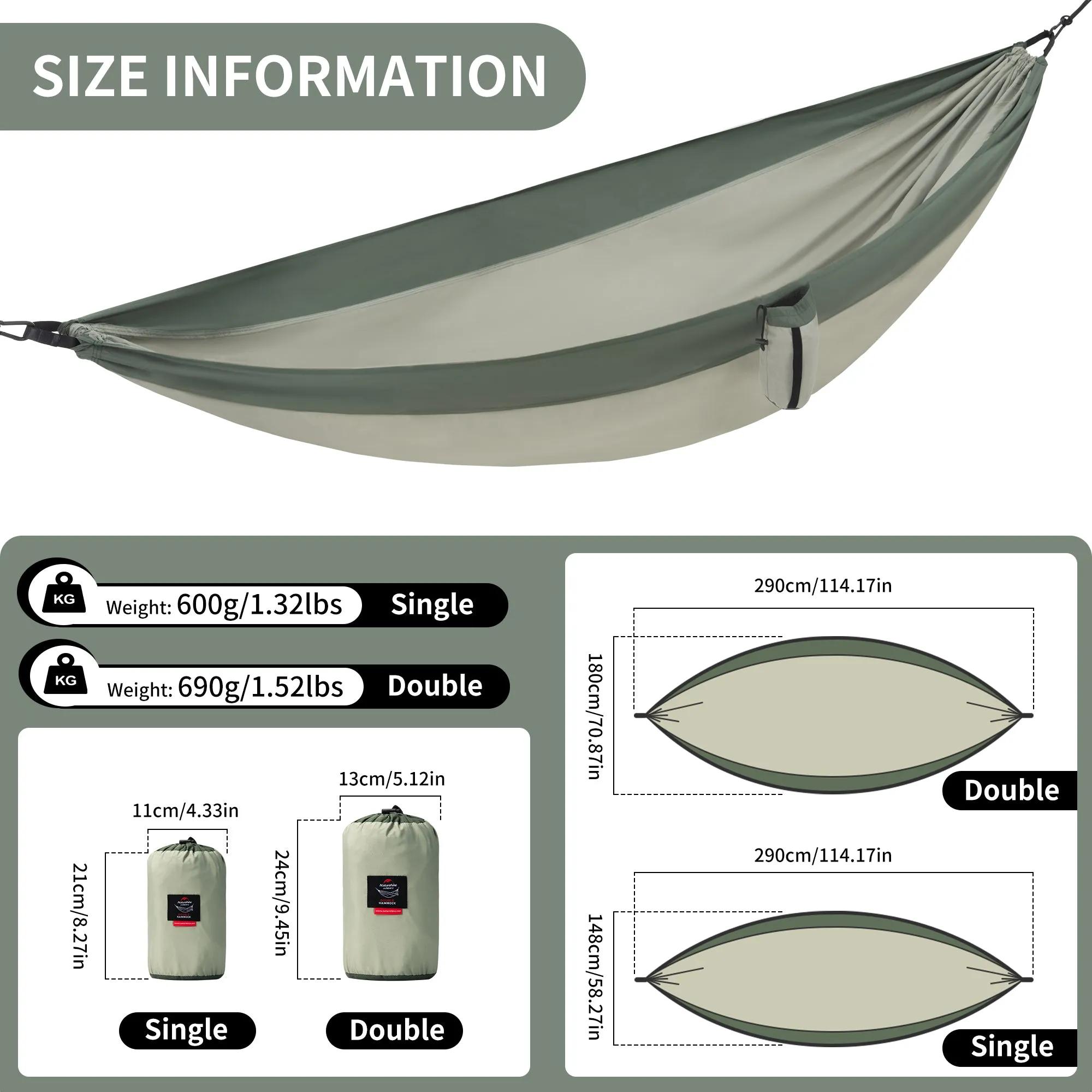 Naturehike Lightweight 1-2 People Camping Hammock