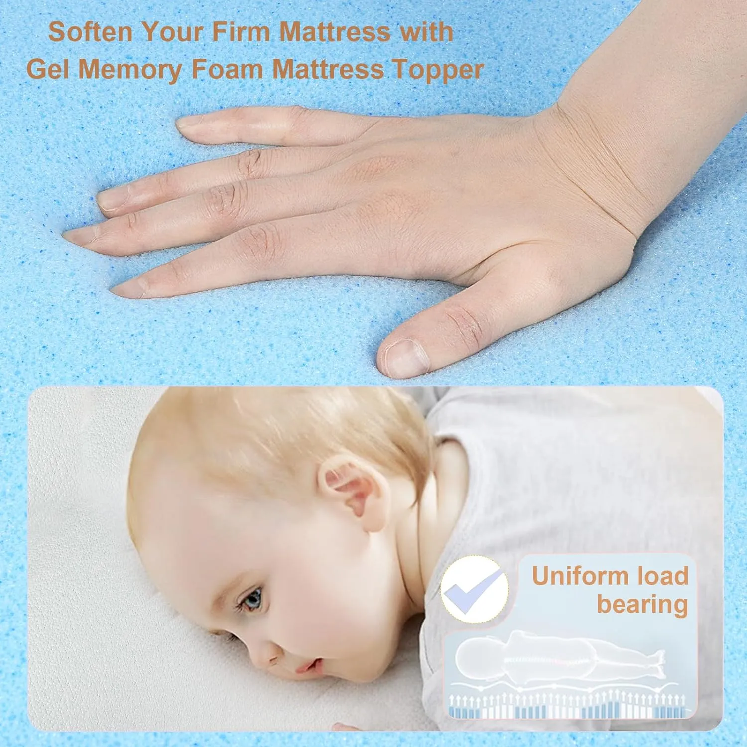 NeoBorn Baby Bassinet Mattress Pad, 33" x 19" Dual Sided Comfort Gel Memory Foam Mattress with Removable Breathable Soft Tencel Cover Fit for Jimglo/ANGELBLISS 3 in 1/BabyBond/Cowiewie Baby Bassinet