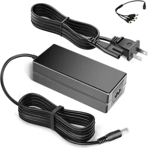 New 12V AC/DC Adapter 4-Plug Splitter 4-Way Power Cord Compatible with Q-See QSee QSDS4122 QS-POWER4 CCTV Cameras; CS-1203000 CS1203000 4-Way Splitter 12VDC 3A Power Supply Battery Charger