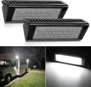 Nilight RV Exterior Light 2PCS 9 Inch Porch Lights Flood Beam 12V 24V LED Scene Cargo Lighting Black Aluminum Housing for RVs Trailers Travel Campers 5th Wheels Motorhome SUV Truck