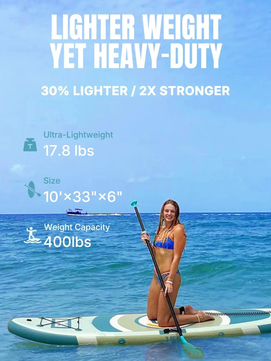 Niphean Inflatable Stand up Paddle Board with StabilTrac Fin, 400LBS Capacity & Wide EVA Inflatable Paddle Boards for Adults & Youth, Lightweight SUP Board for Yoga & Fitness with Easy-Carry Strap