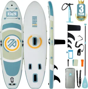 Niphean Inflatable Stand up Paddle Board with StabilTrac Fin, 400LBS Capacity & Wide EVA Inflatable Paddle Boards for Adults & Youth, Lightweight SUP Board for Yoga & Fitness with Easy-Carry Strap
