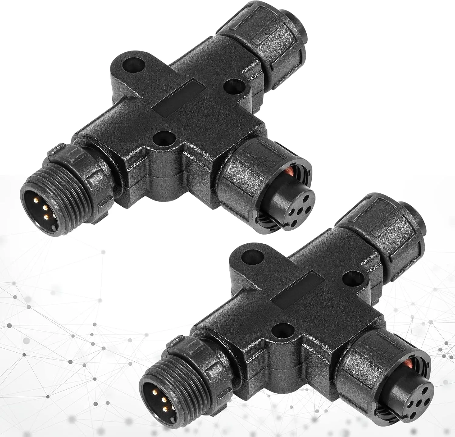 NMEA 2000 (N2k) (Tee) T-Connector Boat Accessories for Garmin Lowrance Simrad B&G Navico Networks, IP67 Waterproof, Stable Connection (2 Pack)