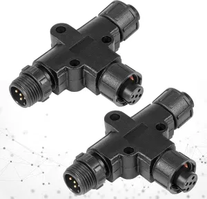 NMEA 2000 (N2k) (Tee) T-Connector Boat Accessories for Garmin Lowrance Simrad B&G Navico Networks, IP67 Waterproof, Stable Connection (2 Pack)