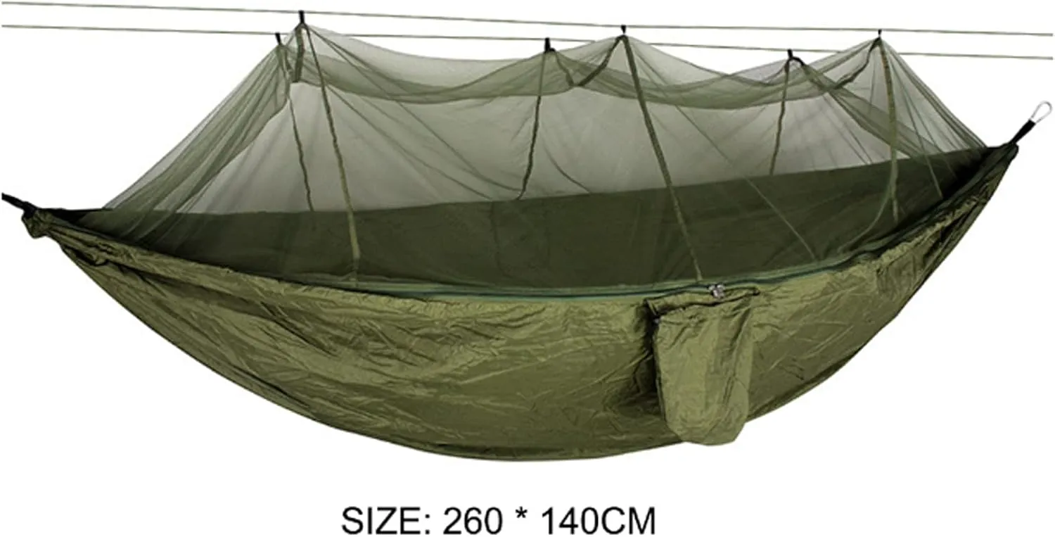 NOBRIM Camping Hammock Portable Hammock with Mosquito Net 2 Person Outdoor Tent Canopy Parachute 210T Nylon Hanging Bed for Outdoor