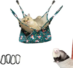 Non-Sticky Breathable Mesh Double Layer Hammock for Ferret, 42cm x 42cm Green Sleep Hanging Bed Cage Accessories in Summer, A Wonderful Handmade Gift for Ferret