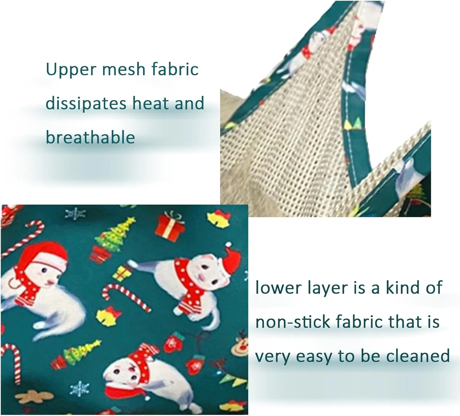 Non-Sticky Breathable Mesh Double Layer Hammock for Ferret, 42cm x 42cm Green Sleep Hanging Bed Cage Accessories in Summer, A Wonderful Handmade Gift for Ferret