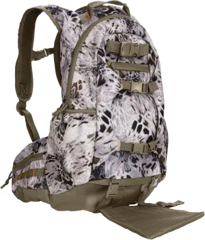 North Mountain Gear Snow Camo Hunting Backpack Waterproof Bow and Rifle Compatible Hunting Bag (Prym1 Tundra White)