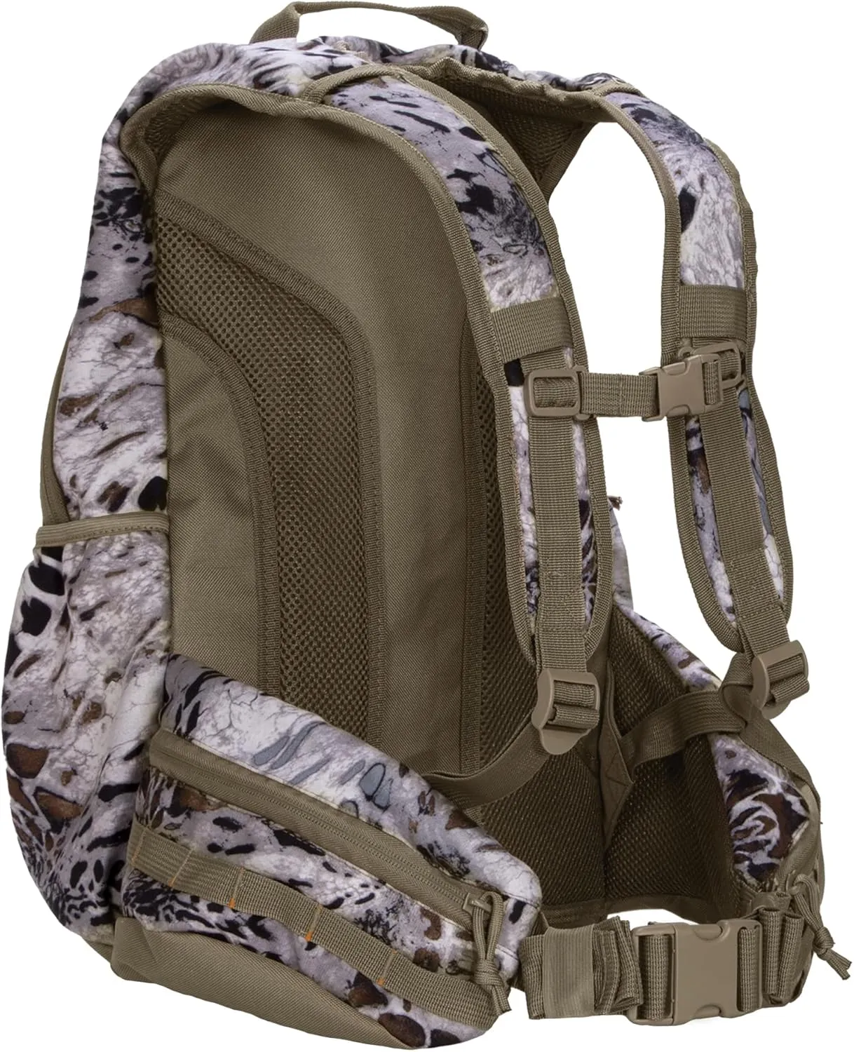North Mountain Gear Snow Camo Hunting Backpack Waterproof Bow and Rifle Compatible Hunting Bag (Prym1 Tundra White)