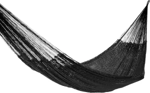 NOVICA Black Hand Woven Nylon Mayan 1 Person Rope Hammock with Hanging Accessories, Black Relaxation' (Single)