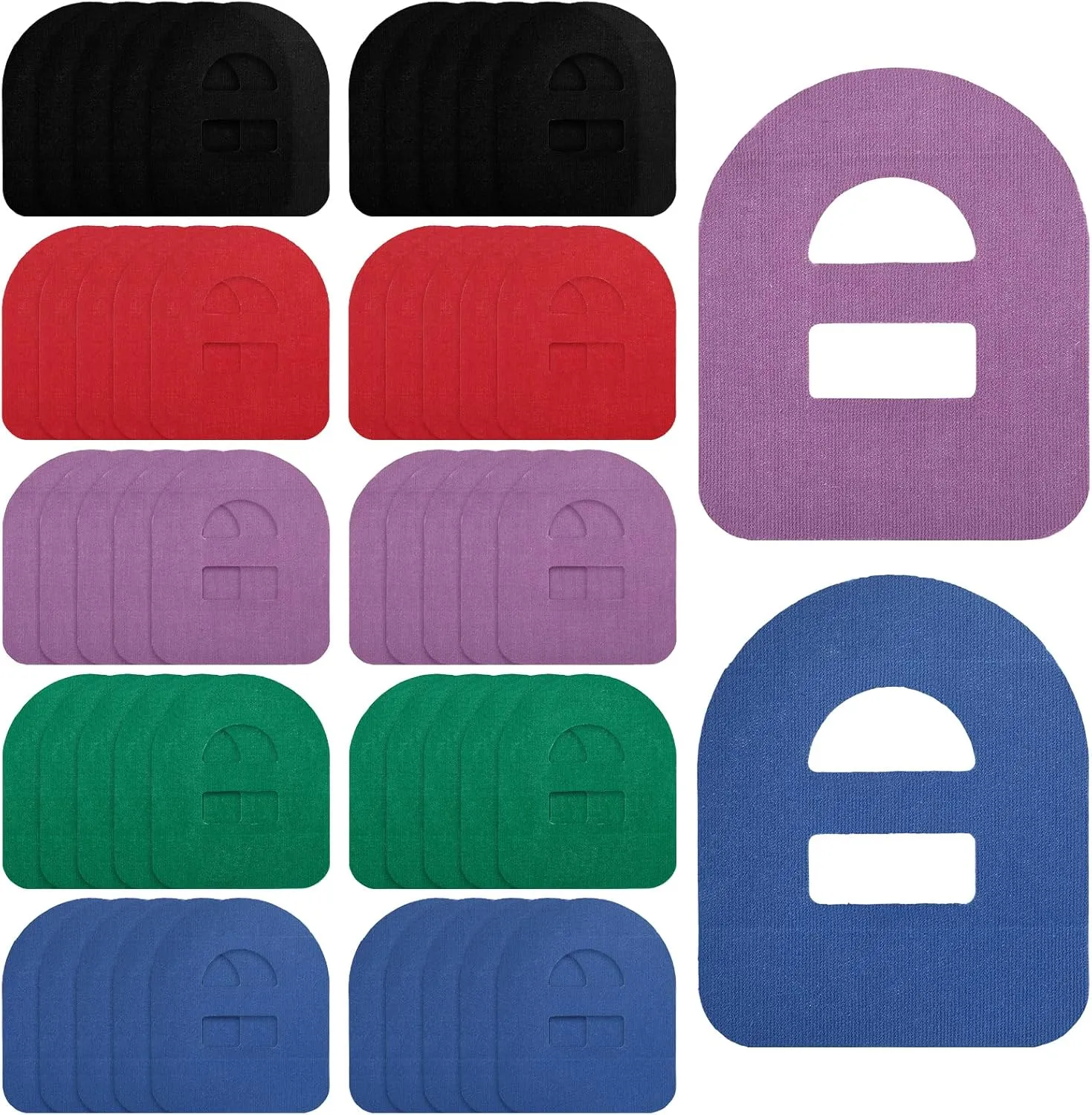 Nuanchu 50 Pieces Adhesive Patches Compatible with Omnipod 5 Shower Waterproof Pre-Cut Adhesive Overpatches with Strap Sweatproof Tape Continuous Glucose Monitor Protection(Deep Colorful)