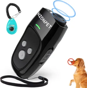 nzonpet Anti Barking Device, Ultrasonic Dog Barking Deterrent Devices, Rechargeable 3 Frequency Bark Control Device Effective Control Range of 16.4 Ft with LED Flashlight and Wrist Strap(Black)