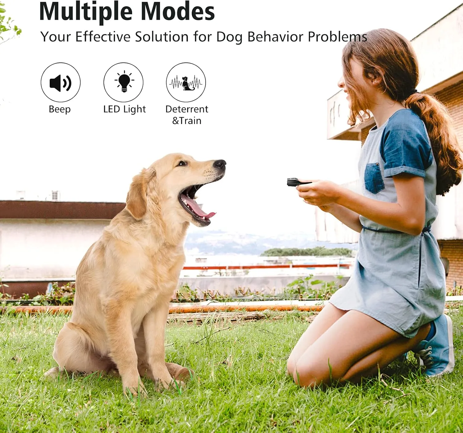 nzonpet Anti Barking Device, Ultrasonic Dog Barking Deterrent Devices, Rechargeable 3 Frequency Bark Control Device Effective Control Range of 16.4 Ft with LED Flashlight and Wrist Strap(Black)