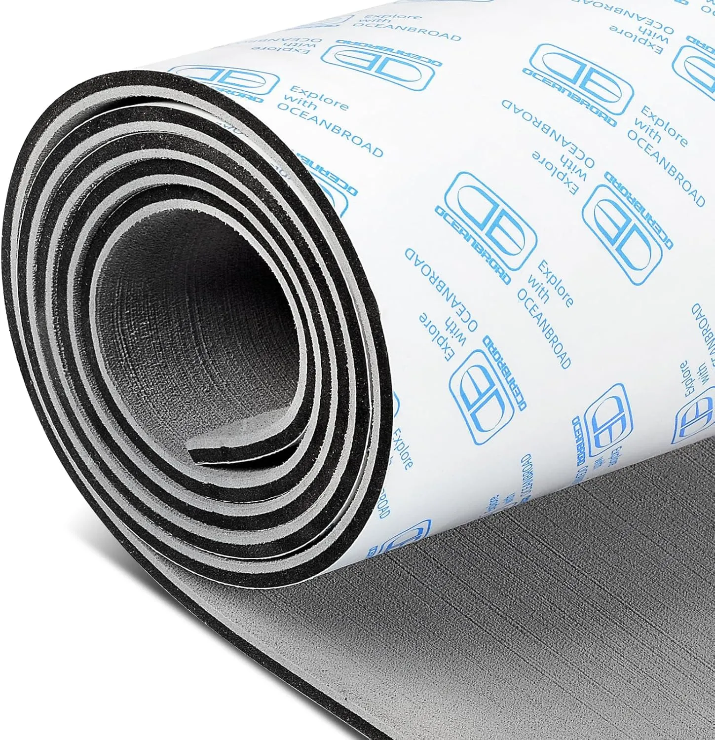 OCEANBROAD Brushed Boat Flooring 96''x16''/47'' Self-Adhesive EVA Foam Sheet Non-Slip Traction Pad for Boats Surfboard SUP Paddle Board Kayak Yacht, Camel Brown/Dark Gray/Gray
