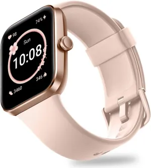 OCTANDRA Go VeryFit 1.69" Smart Watch - Heart Rate Blood Oxygen Saturation Sleep Monitor - Step Counter Pedometer - 5ATM Exercise Activity Fitness Tracker Watches for Men Women (ID207) (Pink)