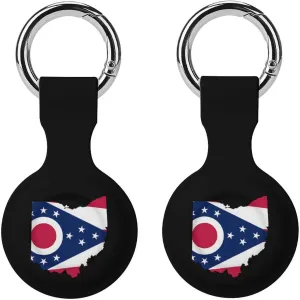 Ohio Map Flag Fashion Cover Compatible with AirTag Holder Case with Keychain Anti-Scratch for Pet Luggage