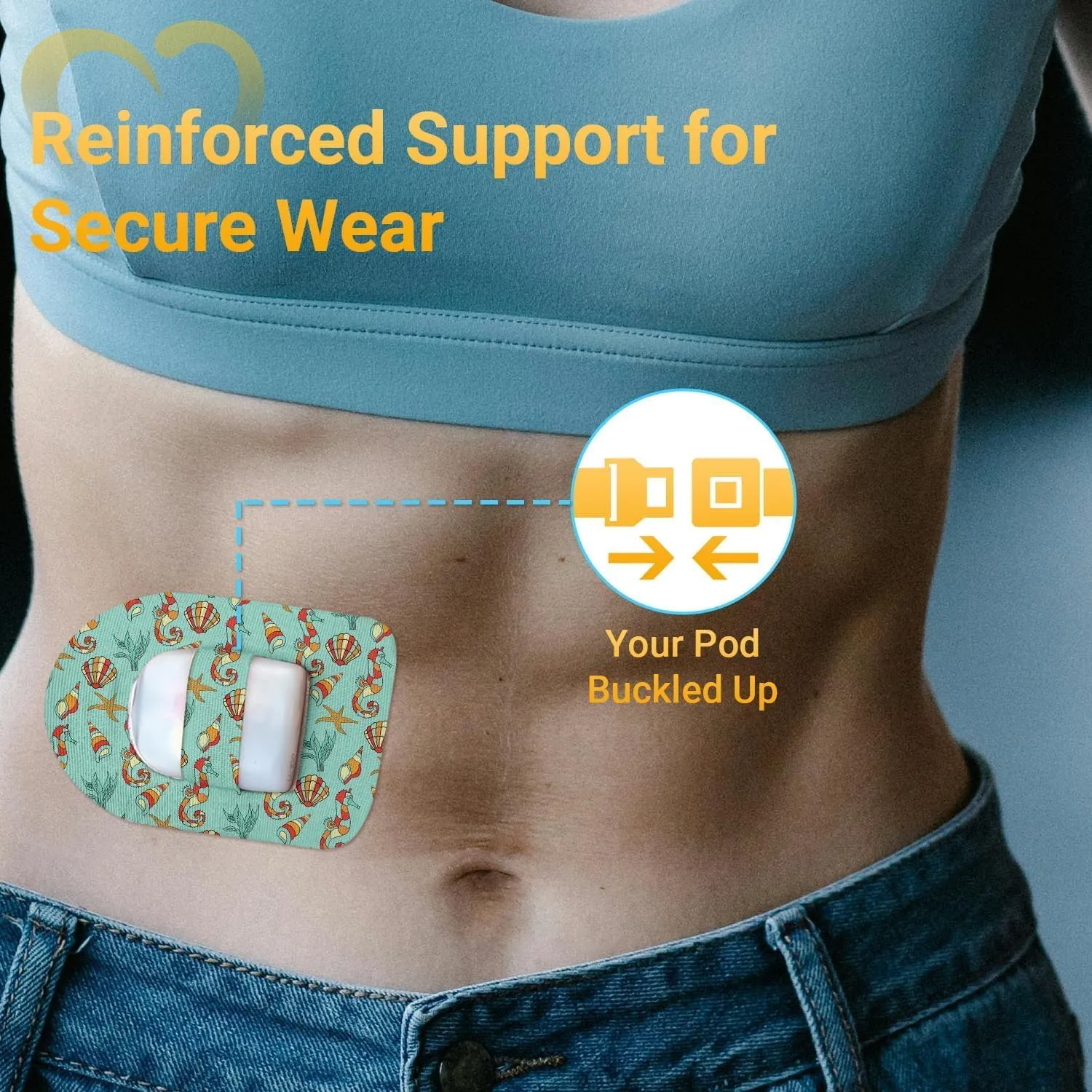 Omnipod 5 Adhesive Patches Waterproof, 20 Pack Amolyfe Omnipod Overpatches with Stretchable Strap, Breathable, Long-Lasting Medical Adhesive (Summer)