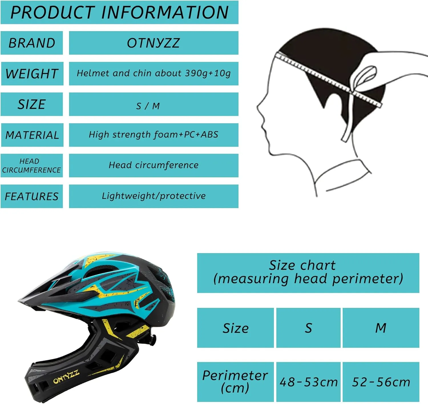 ONTYZZ Kids Bicycle Helmet Kids Adjustable Safety Full Face Helmet Lightweight Toddler Mountain Full Bike Helmet for Skating Cycling Scooter for Child