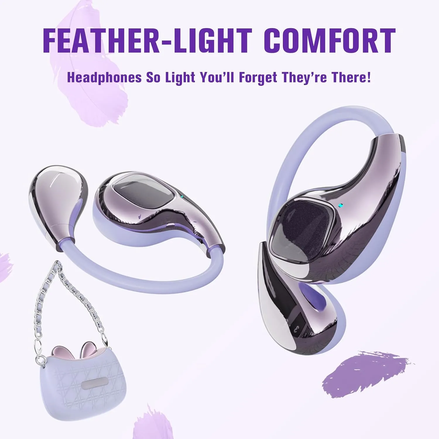 Open Over The Ear Earbuds Ear Buds Air Bone Conduction Headphones Wireless Bluetooth Out of Ear Earbuds for Small Ears Canals Women Kids with Ear Loop for Working Out Running Sport