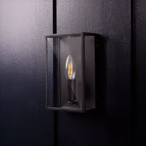 Orford IP44 exterior wall light in blackened brass